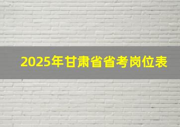 2025年甘肃省省考岗位表