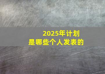 2025年计划是哪些个人发表的