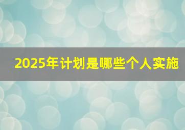 2025年计划是哪些个人实施