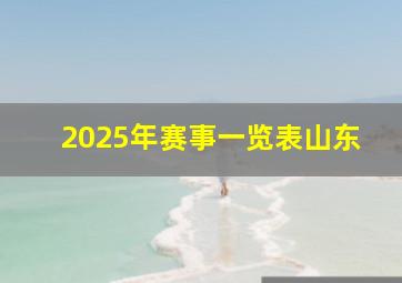 2025年赛事一览表山东