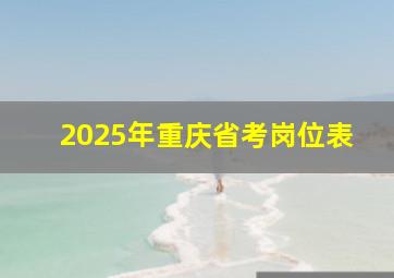 2025年重庆省考岗位表