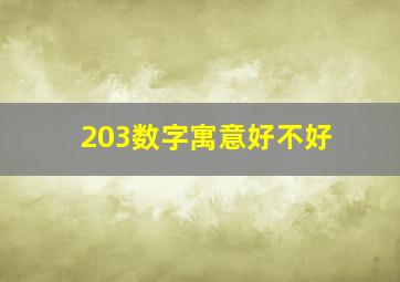 203数字寓意好不好