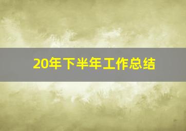 20年下半年工作总结