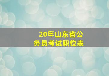 20年山东省公务员考试职位表