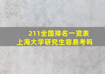 211全国排名一览表上海大学研究生容易考吗