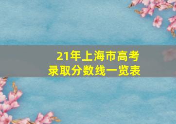 21年上海市高考录取分数线一览表