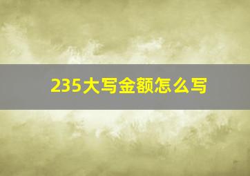 235大写金额怎么写