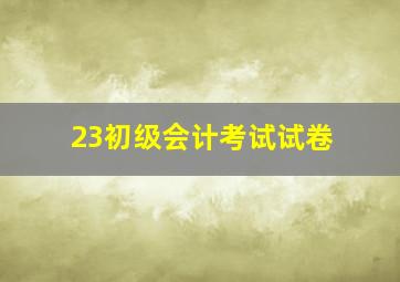 23初级会计考试试卷