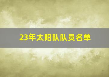 23年太阳队队员名单