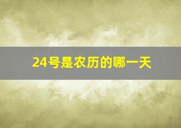 24号是农历的哪一天