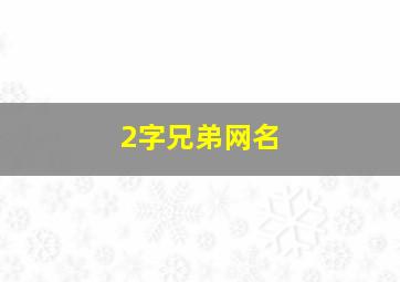 2字兄弟网名