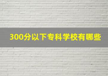 300分以下专科学校有哪些