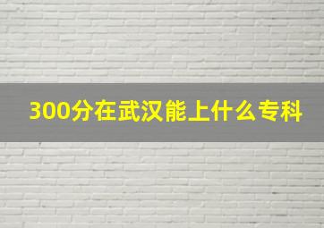 300分在武汉能上什么专科