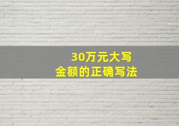 30万元大写金额的正确写法