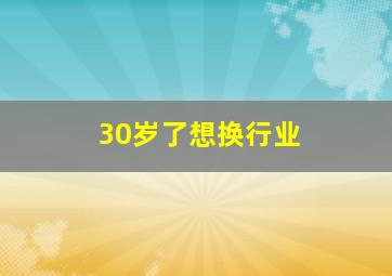 30岁了想换行业