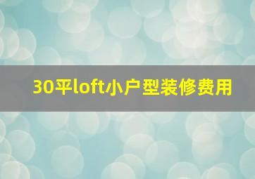 30平loft小户型装修费用