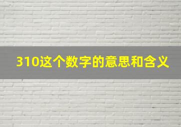 310这个数字的意思和含义