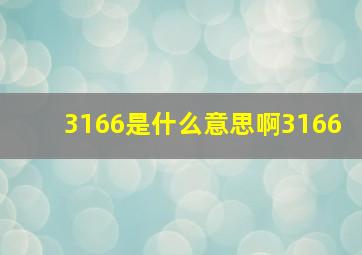 3166是什么意思啊3166