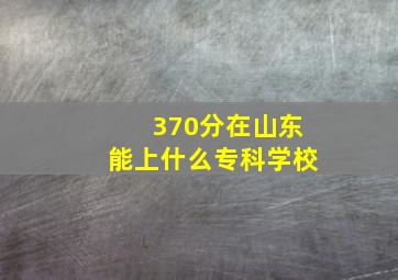 370分在山东能上什么专科学校