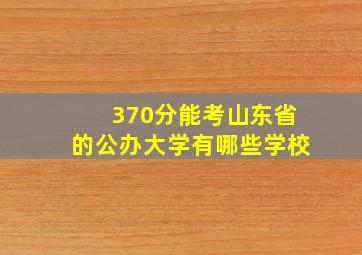 370分能考山东省的公办大学有哪些学校