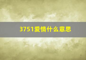 3751爱情什么意思