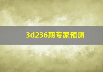 3d236期专家预测