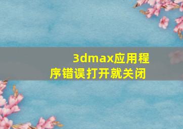 3dmax应用程序错误打开就关闭