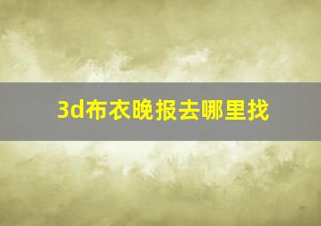 3d布衣晚报去哪里找