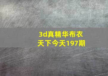 3d真精华布衣天下今天197期