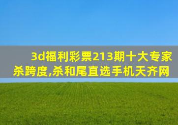 3d福利彩票213期十大专家杀跨度,杀和尾直选手机天齐网