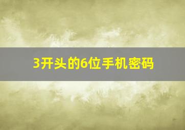 3开头的6位手机密码