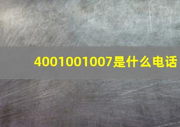 4001001007是什么电话