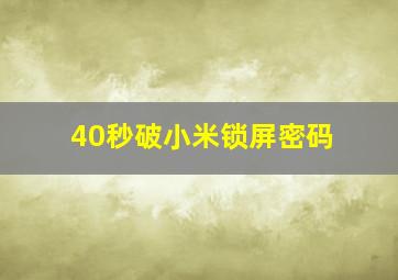 40秒破小米锁屏密码