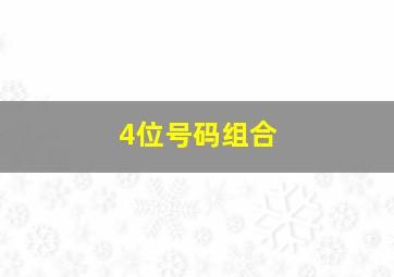 4位号码组合