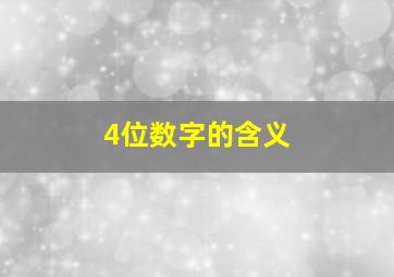 4位数字的含义