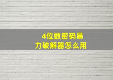 4位数密码暴力破解器怎么用