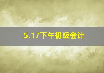 5.17下午初级会计