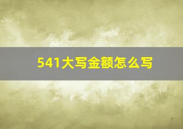 541大写金额怎么写