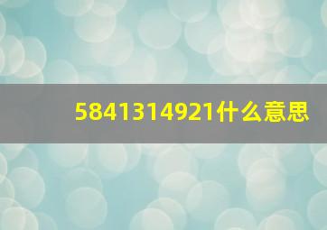 5841314921什么意思