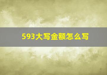 593大写金额怎么写