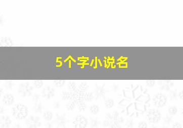 5个字小说名