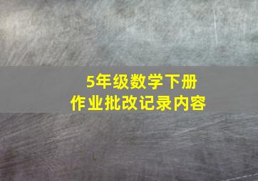 5年级数学下册作业批改记录内容