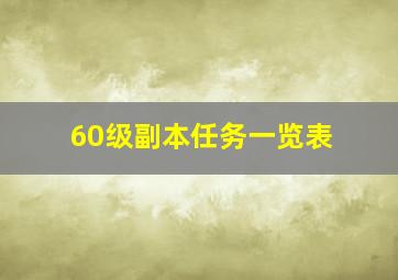 60级副本任务一览表