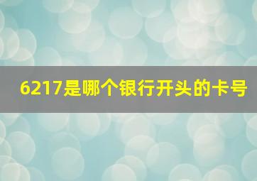 6217是哪个银行开头的卡号