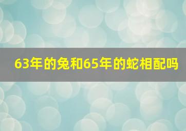 63年的兔和65年的蛇相配吗