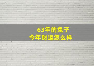 63年的兔子今年财运怎么样