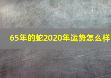 65年的蛇2020年运势怎么样