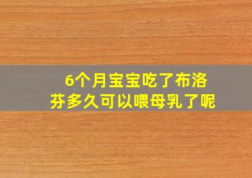 6个月宝宝吃了布洛芬多久可以喂母乳了呢