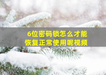 6位密码锁怎么才能恢复正常使用呢视频