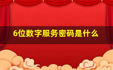 6位数字服务密码是什么